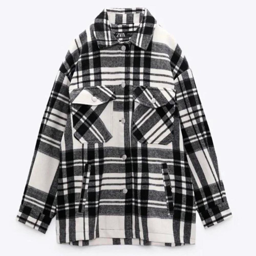 Zara wool blend plaid coat